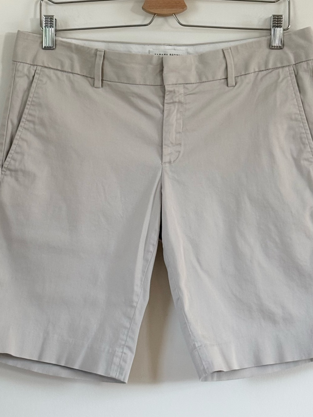Banana Republic Beige Flat-Front Chino Shorts